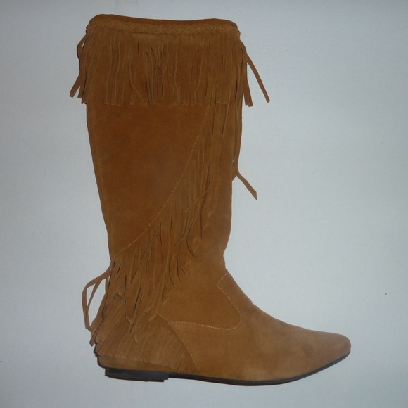 Sam Edelman Utah Fringe Tan Boots Moccasubs Pull On - Picture 6 of 8